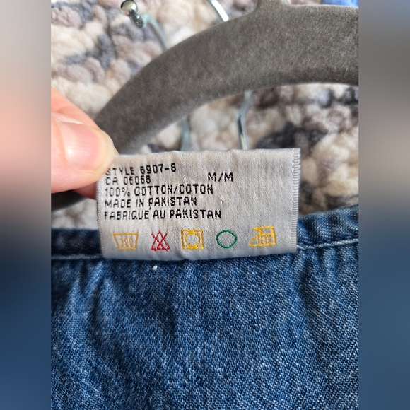 Vintage 90s East West Embroidered Denim Dress | Size M - Picture 9 of 10